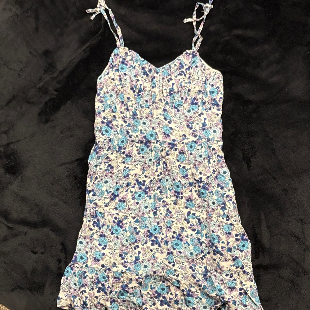 Japna Blue and White Floral Mini Dress